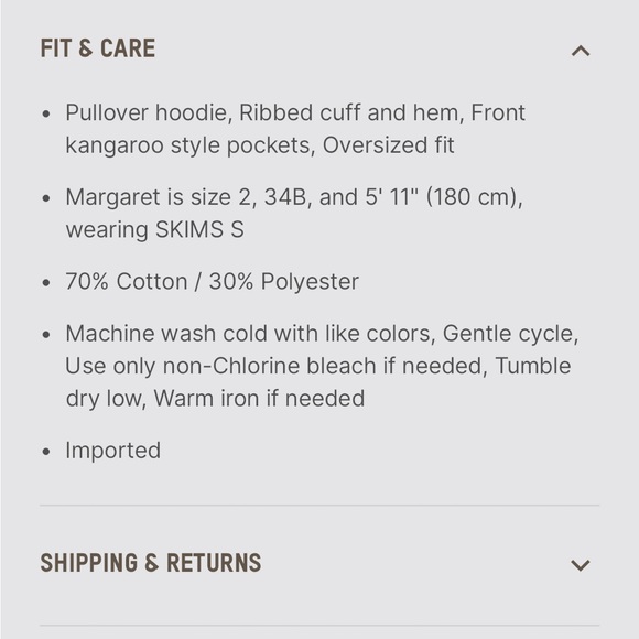 SKIMS. NWT. Cotton fleece oversized pullover hoodie in onyx. - Picture 5 of 8